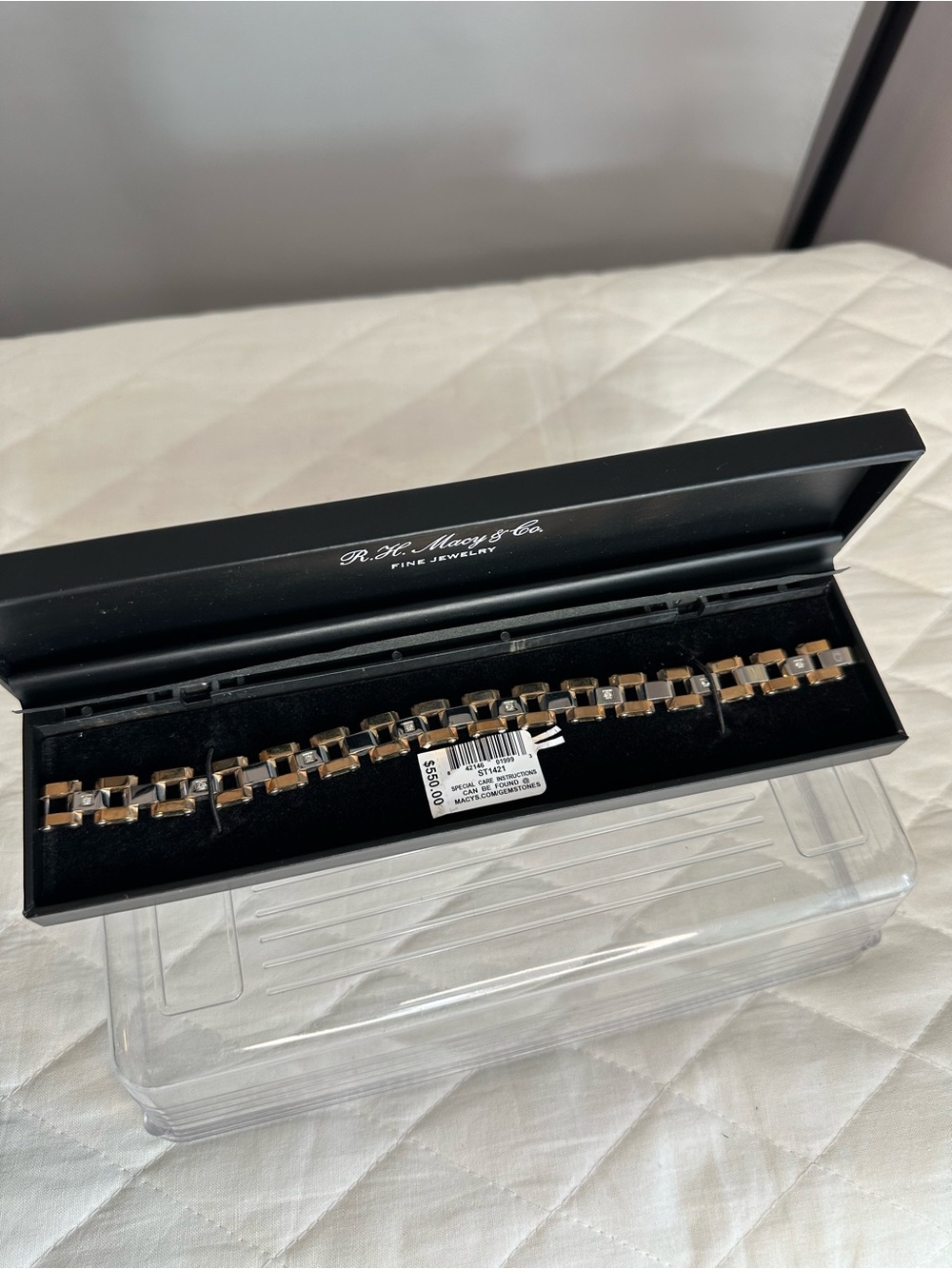 R. H. Macy’s & Co. Two-Tone Mens Link Bracelet in Gold and Silver Metal
